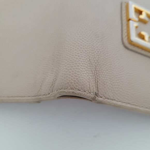 Furla Belvedere Italian Bifold Wallet Small Geniue Leather Tan Beige Logo Compac - Picture 10 of 14